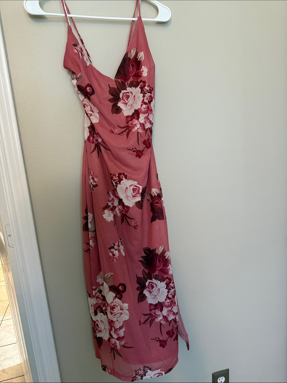 Floral Slip Maxi Dress in Dusty Rose